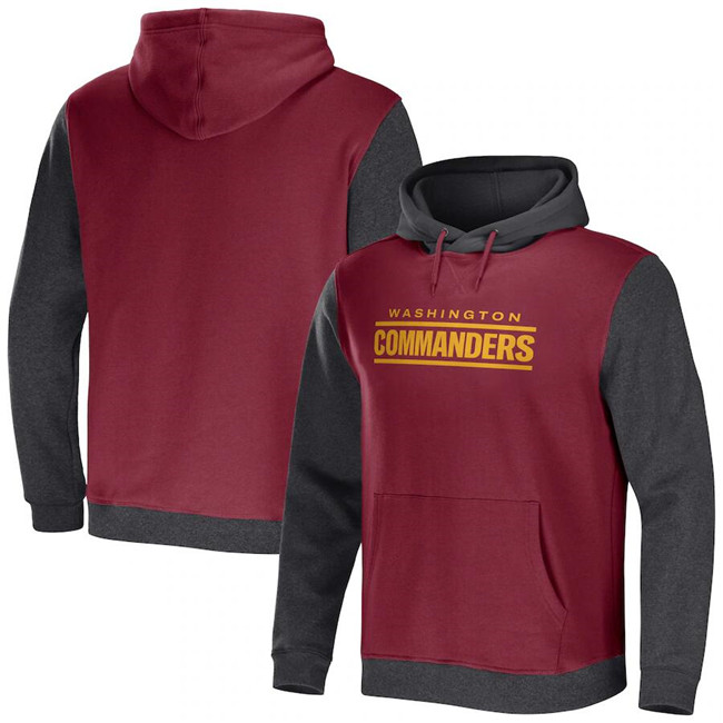 Washington Commanders x Darius Rucker Collection Burgundy/Charcoal Colorblock Pullover Hoodie